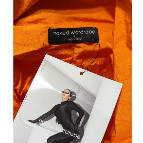 Naked Wardrobe Windbreaker Jacket Size Small Full Zip Pocket Utility Orange, S - Picture 4 of 12